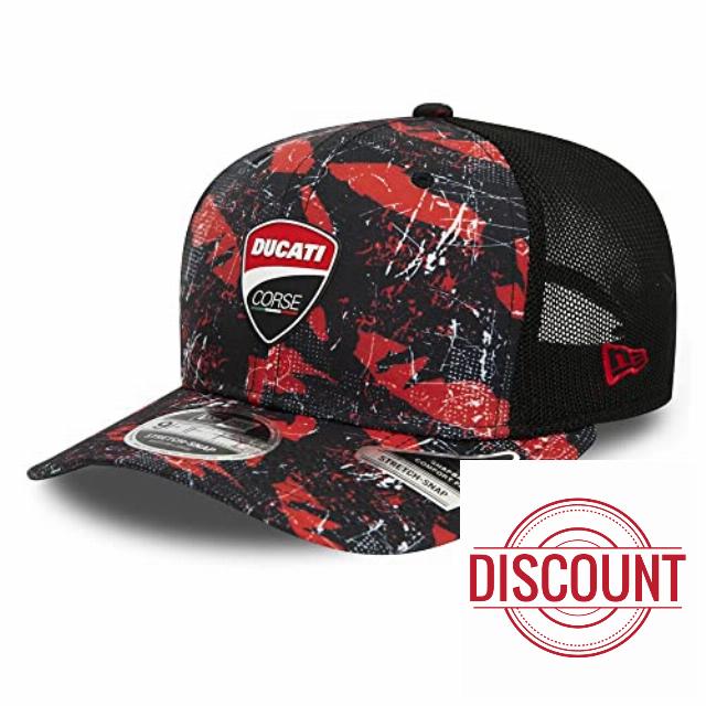 New Era Ducati Corse All Over Print 9FIFTY Stretch Snap Baseball Cap Mesh Back M/L