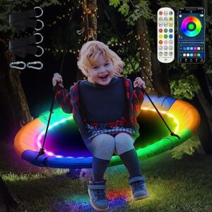 40 Inch Light Up Kids Swing Set with APP & Remote Control