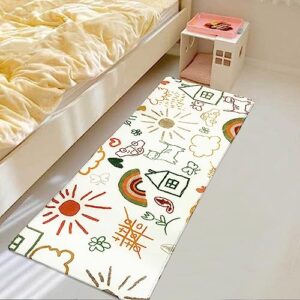 Animals Area Rug Non Skid Washable Cartoon Carpet Cute Baby Crawling Play Mat for Living Bedroom Playroom Nursery Decor (Runner