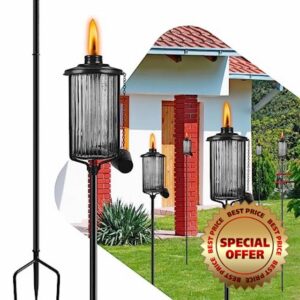 FALBAWR 6 Pack Glass Citronella Torches