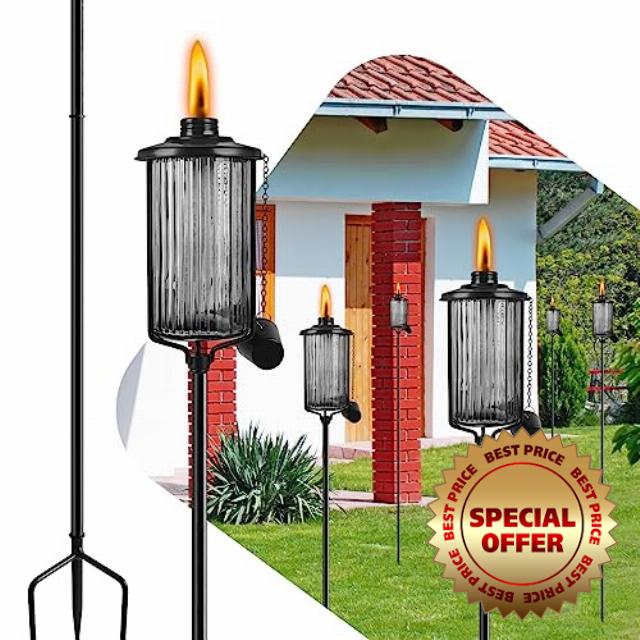 FALBAWR 6 Pack Glass Citronella Torches