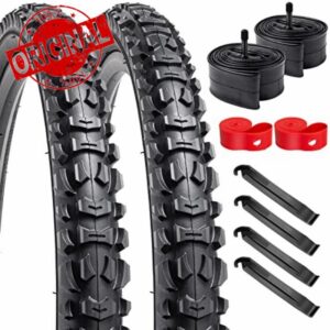 2 Pack 24" Bike Tyres 24 x 2.125(57-507) and 2 Pack 24" Bike Tubes 24x1.75-2.125 AV32mm Valve Compatible with 24x2.125 Bike Tyres and Tubes(Y729-1)