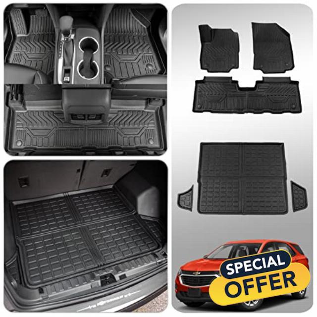 Thinzyou Fit 2018-2022 Chevrolet Explorer Trunk Mat Cargo Liner Back Seat Cover Protector TPE All Weather Accessories (Trunk Mats+Floor Mats)