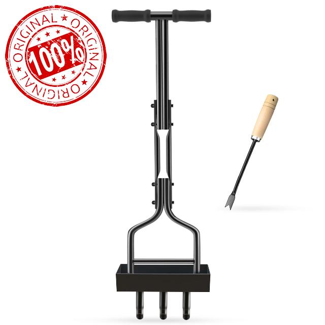 DSGLUYZ Lawn Aerator with Tray & 4 Hollow Slots Manual Soil Corer Collector Lawn Plug Core Aeration Tool Heavy Duty Lawn Core for Soils and Lawns Yard Garden