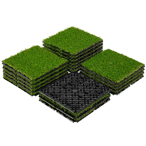 Fake Grass Tiles Self-draining for Pet Indoor/Outdoor Flooring Decor