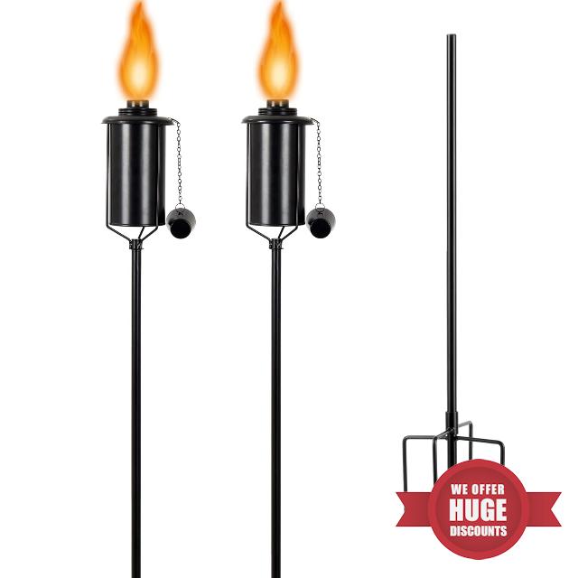 TaoTazon 2 Packs Metal Garden Torches for Outside