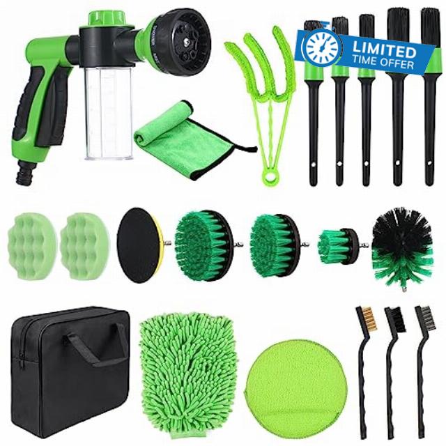 Aumotop Car Washer Sprayer Kits Car Washer Kits Car Brush Sets 21pcs Car Cleaning Tools Kit for Interior