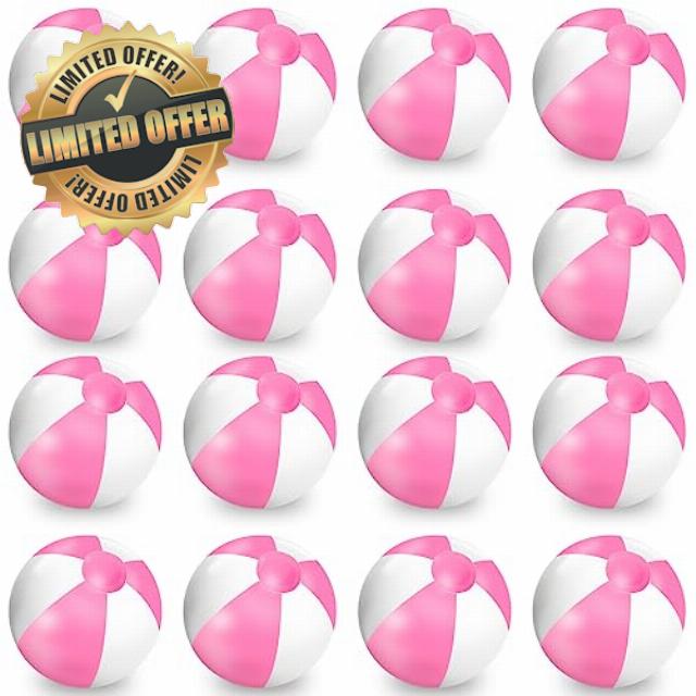 Whaline 16Pcs 16'' Inflatable Beach Ball Round Pool PVC Balls Game Toys for Summer Hawaiian Tropical Theme Beach Party Decor