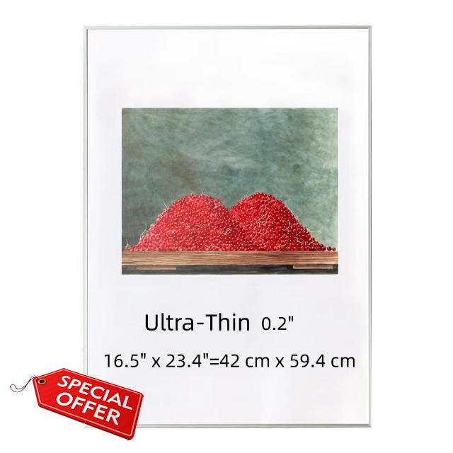 ZWYAN A2 Picture Frame Ultra-Thin Aluminum Alloy Photo Poster Frame Display Pictures A3 with Mat or 16.5x23.4 Without Mat