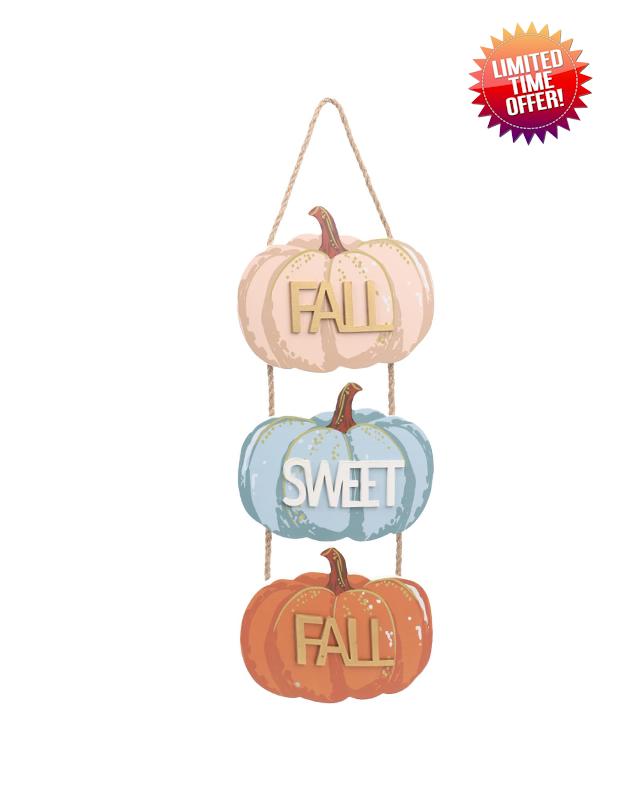 DN DECONATION 3Pieces Wooden Pumpkin Fall Hanging Signs