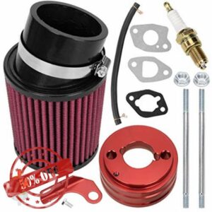 FVRITO High Performance Upgraded Filter Adapter Intake Spark Plug Kit for Predator 212cc 6.5 Hp Honda GX160 GX200 Engine Mini Bike Go Kart Racing Red