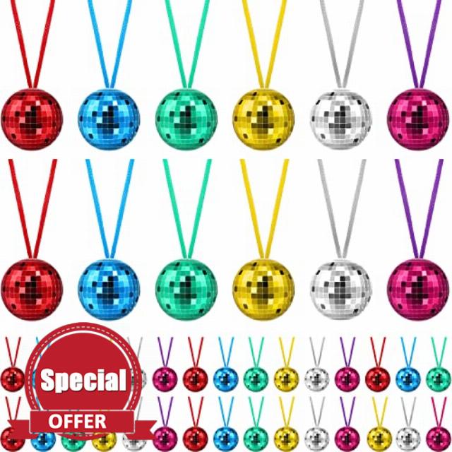 Libima 96 Pcs Disco Ball Necklaces Bulk 70s Disco Party Necklaces Assorted Color Disco Necklace Disco Party Decorations Dance Party Favors for Disco Themed Costume Accessories Party Supplies