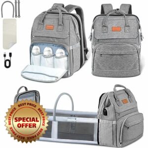 Fandiar 3 in 1 Diaper Bag backpack with Changing Station for baby Boy Girl Portable Foldable Travel Mommy Bag