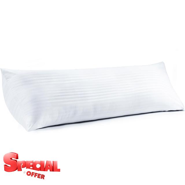 KINMEROOM Full Body Pillow- Long Pillow Insert-Large Body Pillow for Adults-Pregnancy Pillows for Sleeping-Soft Fluffy & Breathable-(White Stripe