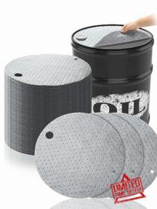 Frienda 25 Pcs Oil Absorbent Pads Barrel Top Absorbent Mat 22 Inch Diameter Drum Lid Oil Mat for 55 Gallon Drums with Bungs 0.75 Inch Diameter and 2 Inch Diameter