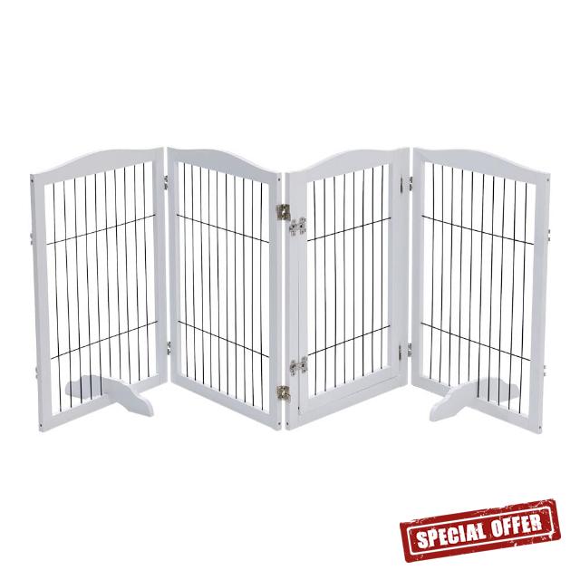 The Fellie Wooden Freestanding Dog Gate with Support Feet