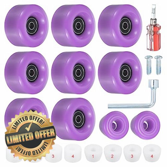 PATIKIL Skate Wheels with Durable Bearings Skate Brakes Wear-Resistant PU Wheels Replacements for Quad Skates and Skateboard