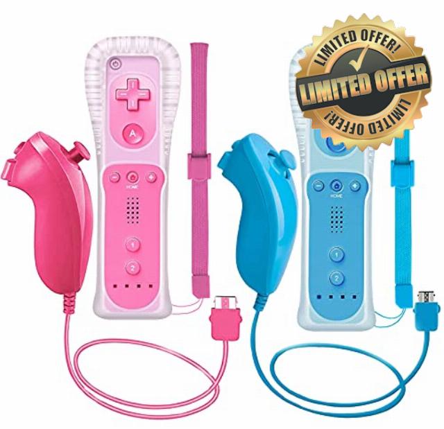 PGYFDAL 2 Packs Remote Controller and Nunchuck for Wii/Wii U Console