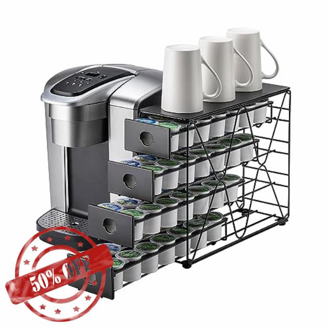 FlagShip K Cup Holder for Keurig Pods K Cup Storage 4 Tier K Cup Drawer Organizer for Counter (56 Pods Capacity)