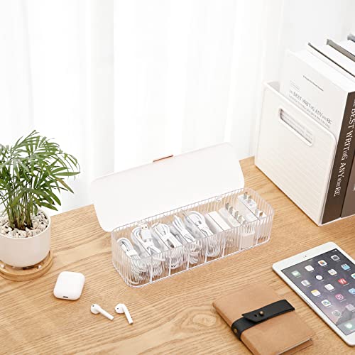 Clear Cell Phone Cord Storage Organizer with 8 Compartments
