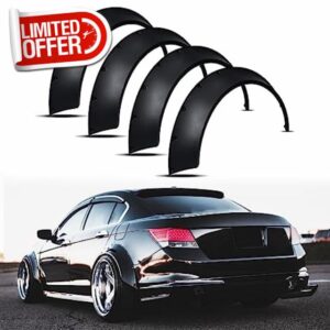 DREAMOTOR 4Pcs Black Universal Car Flexible Fender Flares Wheel Arches 800mm PP Extra Wide-Body Wheel Arches Edge Trim Protector