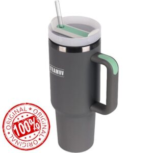 TEAMVV Simple Modern 40 oz Tumbler with Handle and Straw Lid for Water