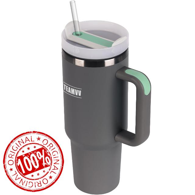 TEAMVV Simple Modern 40 oz Tumbler with Handle and Straw Lid for Water