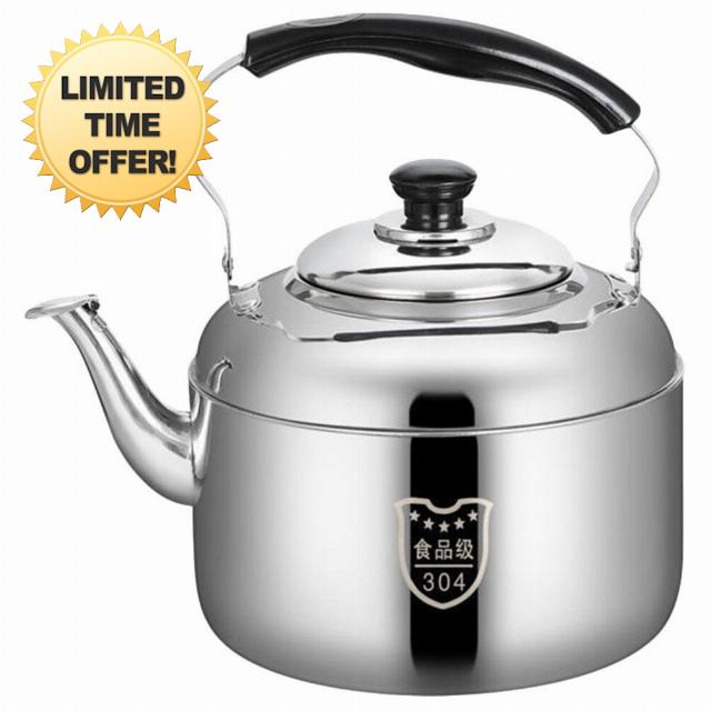 HEMOTON Tea Kettle Stovetop Whistling Teakettle Stainless Steel Tea Pots Classic Teapot Stovetop Kettle Water Boiler with Cool Handle for Stovetop 5L