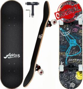 Bestclub 2023 Pro Complete Skateboards for Beginners Adults Teens Kids Girls Boys 31x8 Inch Skate Boards 7 Layer Canadian Maple Double Kick Deck Concave Longboards