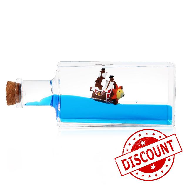 LETINE Unsinkable Thousand Sunny Pirate Ship in a Bottle - Thousand Sunny Drift Bottle Liquid Wave Pirate Ship Decor
