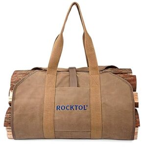 Waxed Canvas Fire Log Carrier Tote Water-Repellent Wood Carrying Bag with Handles Security Strap