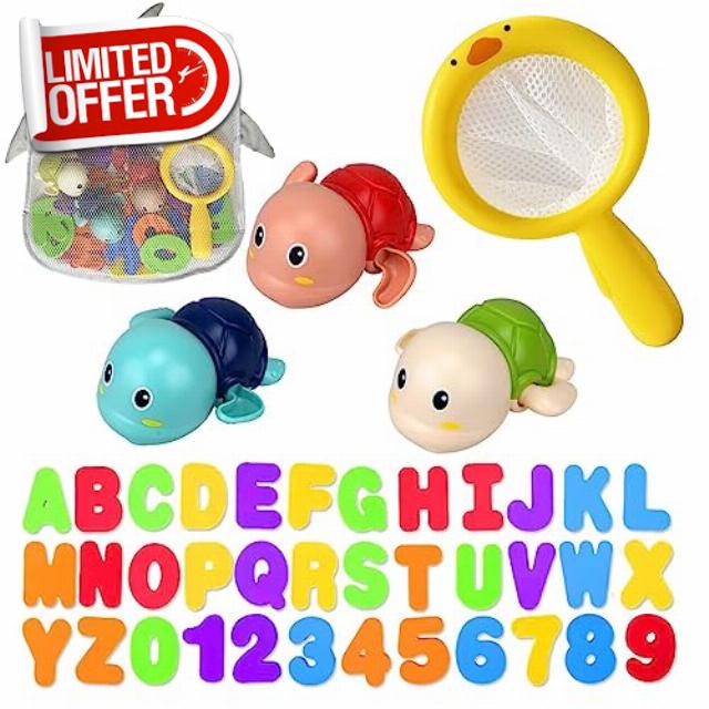 Bath Toys for Toddlers 1-3 - Mold Free Bath Toys Baby Pool Toys Toddler Age 1-2-4 Bath Toys for Infants 6-12 Months 1 2 3 4 Year Old Girl Boys Gifts Wind-Up Bathtub Toys for Baby Water Tub Toys