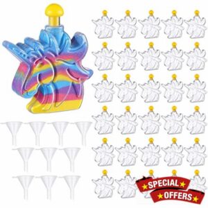 Zhehao 30 Pcs Unicorn Sand Art Bottles with 10 Pcs Mini Plastic Funnels and Bottles Sand Craft Kit for Kids Sand Art Creations Activity Kit Craft Party Supplies Party Favors