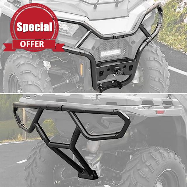A & UTV PRO Heavy Duty Front & Rear Brush Guard Bumper Protector for Polaris Sportsman 570 450H.O. 2021-2023 Accessories