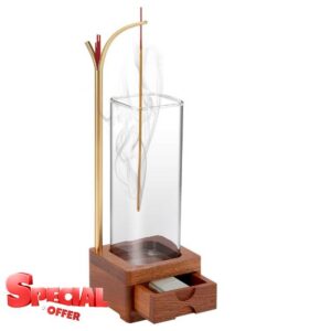Eniffbaa Incense Burner Upgraded Incense Holder for Sticks [Anti-Ash Flying] with Removable Glass Ash Catcher Stick Storage Upgraded Incense Stick Holder with Drawer Ornament Home Decor