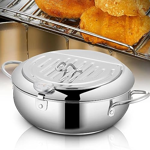 Lid And Oil Drip Drainer Rack for French Fries Shrimp Chicken Wings and Shrimp (28cm/11inch)