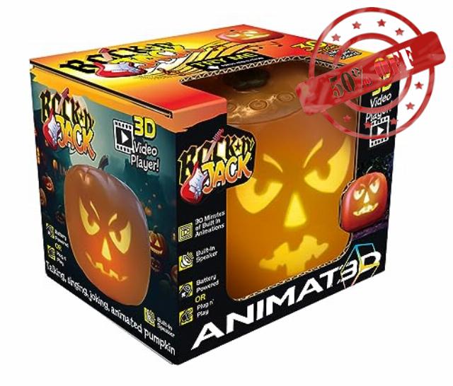 ANIMAT3D Rockin Jack Talking Animated Pumpkin with Built in Video Projector & Speaker Plug'n Play