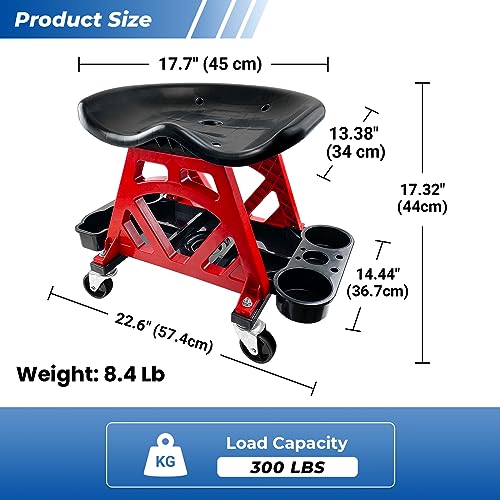 Rolling Stool Car Detailing Creeper Seat with Tool Tray for Workshop