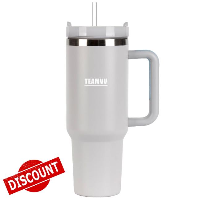 TEAMVV 40 oz Insulated Mug with Handle 304 Stainless Steel Mug with Straw and Lid for Smoothies