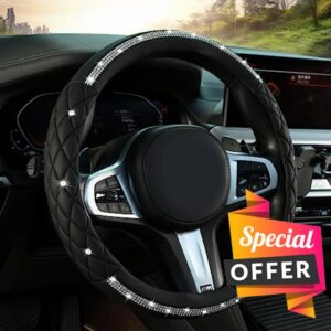Diamond Leather Steering Wheel Cover - Car Steering Wheel Cover for Women Men