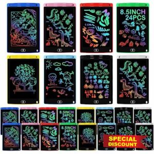 Ctosree 8 Packs Colorful Doodle Board LCD Writing Tablet 8.5 Inch Electronic Drawing Tablet Erasable Reusable Scribbler Boards Educational Travel Games for Birthday Learning Gift Boys Girls