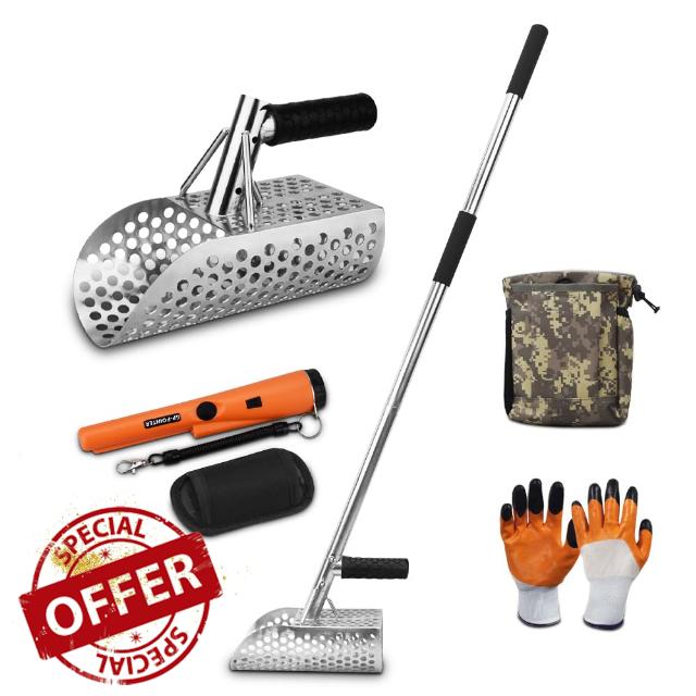 YTYLSJ Stainless Steel Metal Detector - Beach Metal Detecting Sand Scoop for Underwater Treasure Hunting
