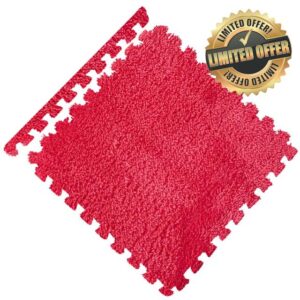 11.81Inch Polish Blanket Carpet Colors Velvet Polyester Decor Square Eco-Friendly Carpet in 12 Colors 9 Pieces (Rose red)