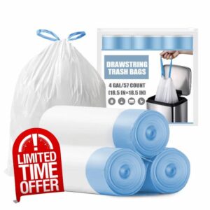 Small Trash Bags 4 Gallon - Drawstring Individual 4 Gallon Garbage Bags