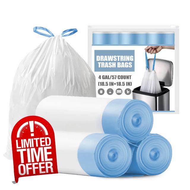 Small Trash Bags 4 Gallon - Drawstring Individual 4 Gallon Garbage Bags