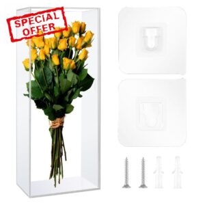 Acrylic Shadow Box Frame Long Flower Shadow Box 5x12.5inch Rose Shadow Box Frame for Dried Flowers for Shop Decoration Birthday Gift Room