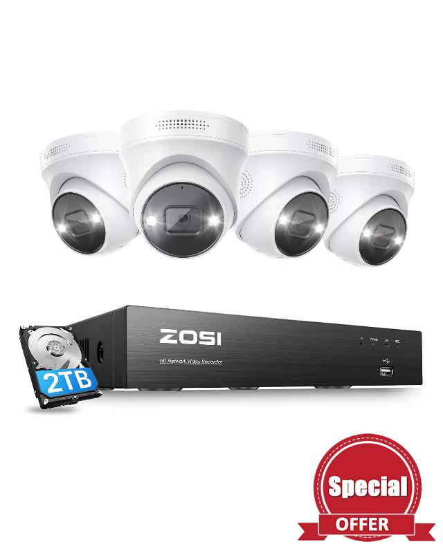 ZOSI 4K Spotlight PoE Security Camera System with Person Vehicle Detection