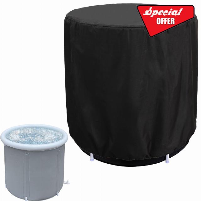 Ice Bath Tub Cover 420D Heavy Duty Waterproof Round Portable Ice Bath Tub Cover Cold Plunge Tub Cover for Outdoor Portable Ice Bath Barrel Plunge Pool 32" L x 32" W x 28" H