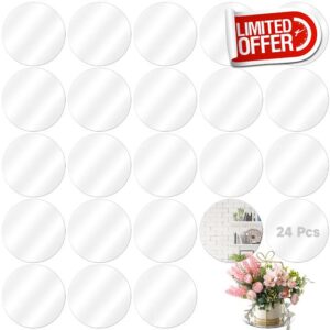 Set of 24 Acrylic Round Mirror Plate Circle Mirror Trays Wedding Centerpieces for Tables Non Glass Mirror Stickers for Home or Wall Decor Candle Crafts (6 Inch)