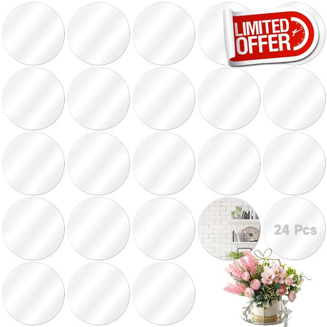 Set of 24 Acrylic Round Mirror Plate Circle Mirror Trays Wedding Centerpieces for Tables Non Glass Mirror Stickers for Home or Wall Decor Candle Crafts (6 Inch)